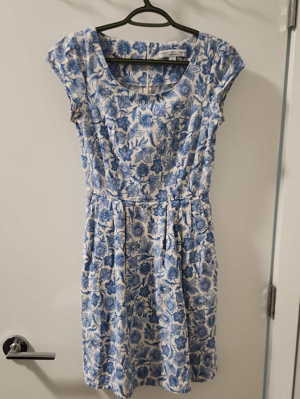 Birds of North America White & Blue Floral Fit-and-Flare Dress